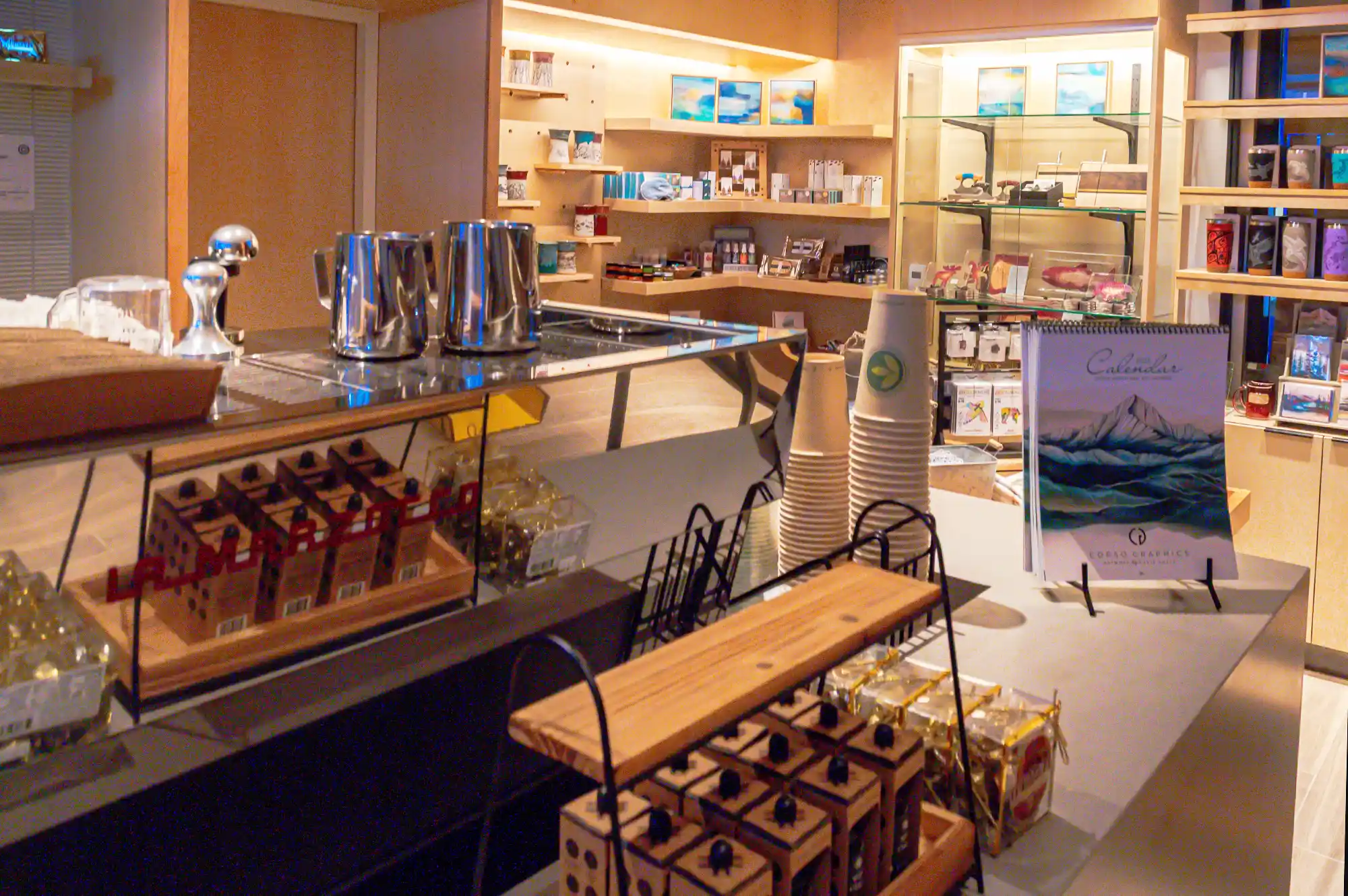 The coffee shop counter at Canteen within The Wildbirch hotel.