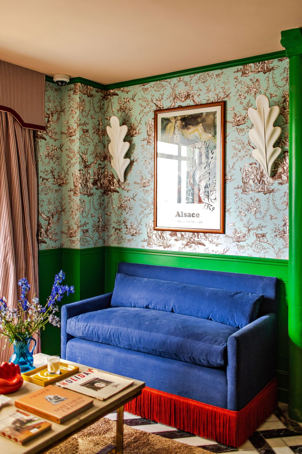 Brightly colored and patterned interior design at Hôtel les Deux Gares near Gare du Nord.