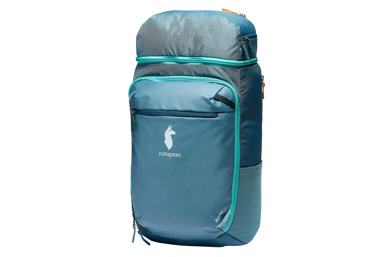 The Cotopaxi Allpa 50L Adventure Travel Pack in a vibrant blue color.